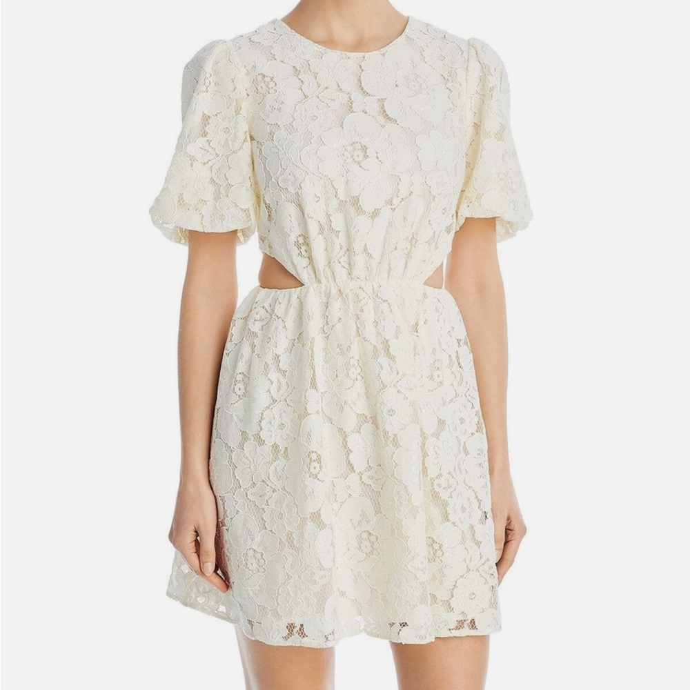 NWT Wayf Ivory Lace Mini Dress w/ Side Cutouts